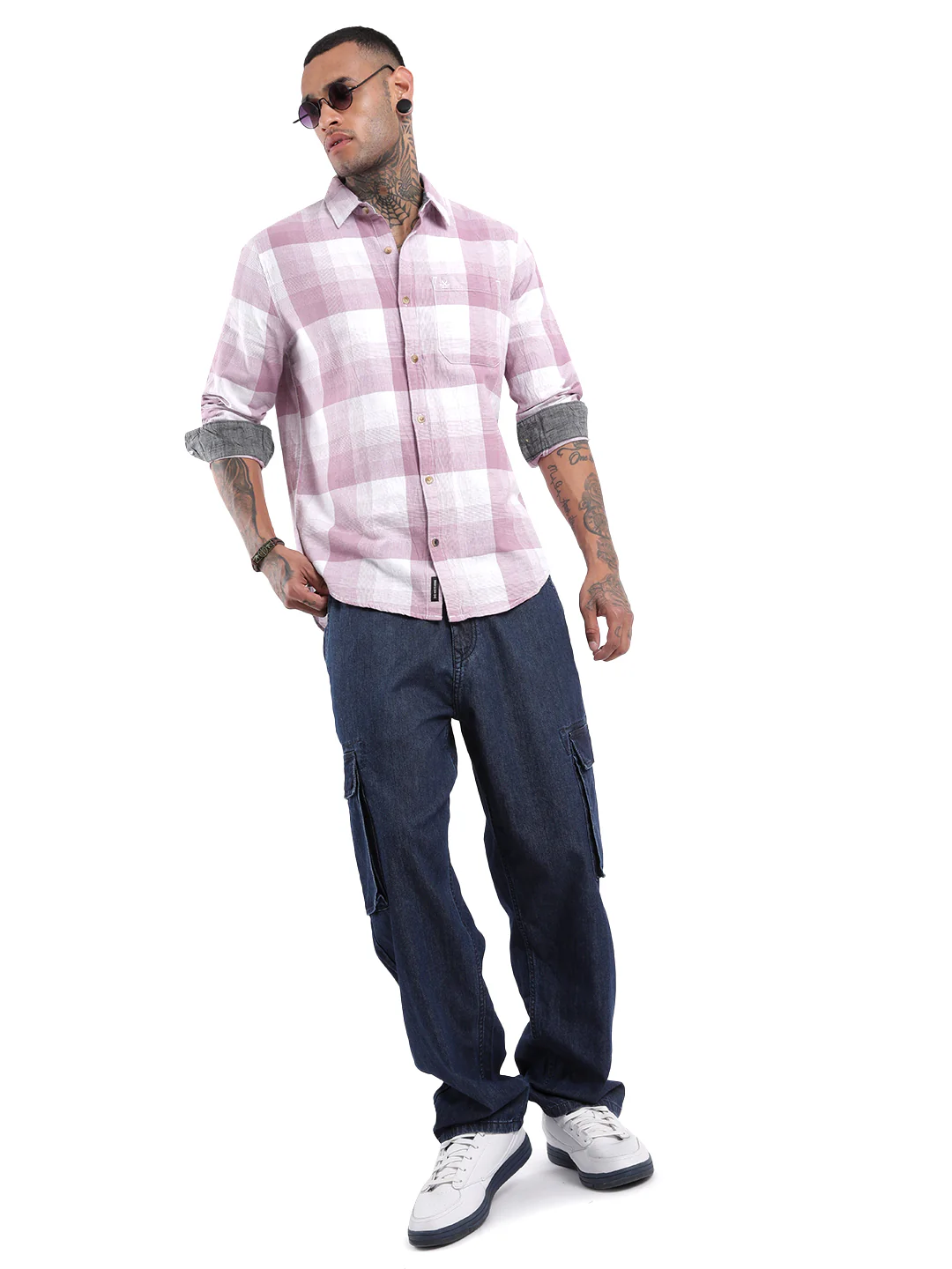 Pink Slim Fit Checked Shirt - Image 3