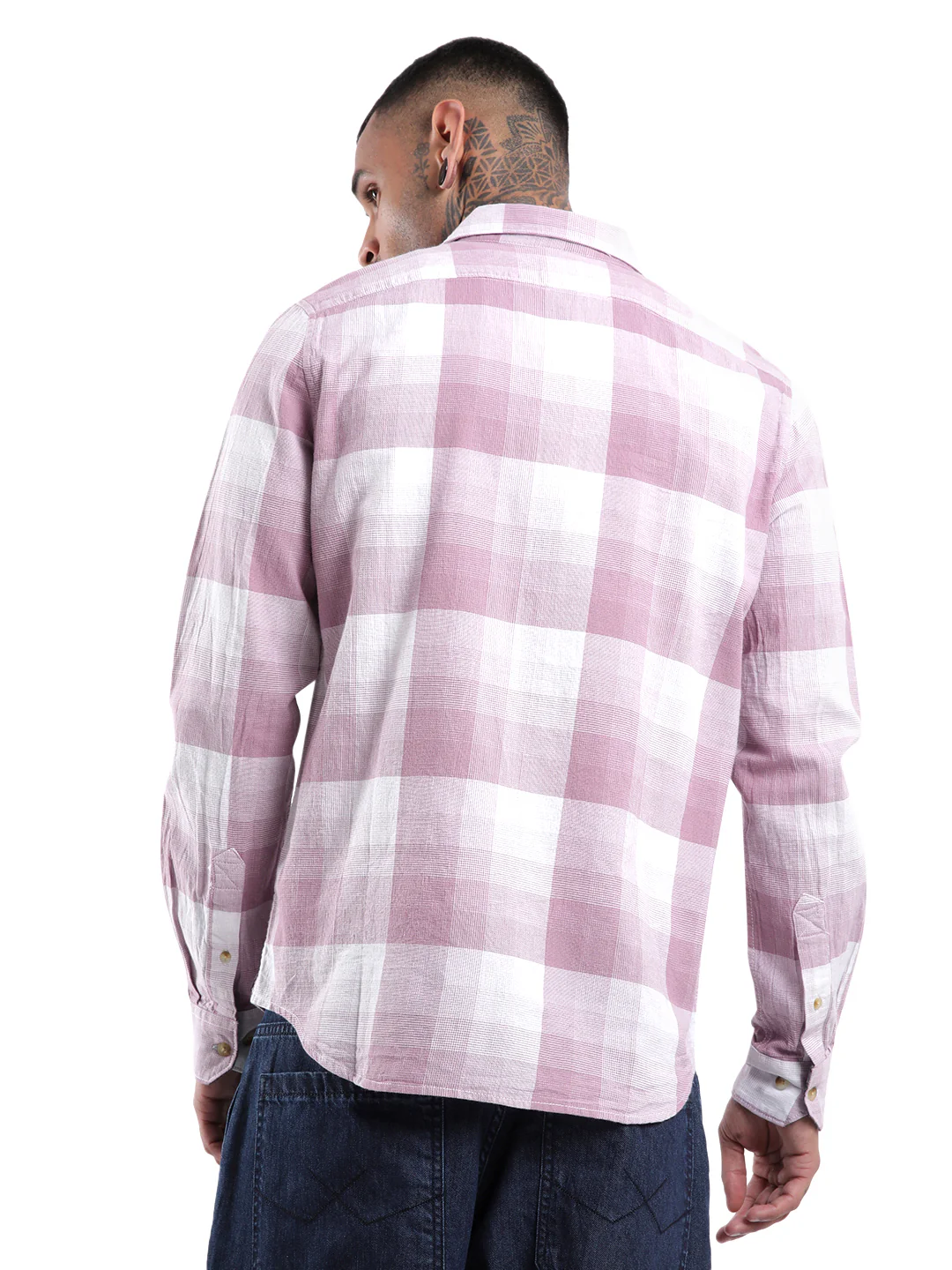 Pink Slim Fit Checked Shirt - Image 4