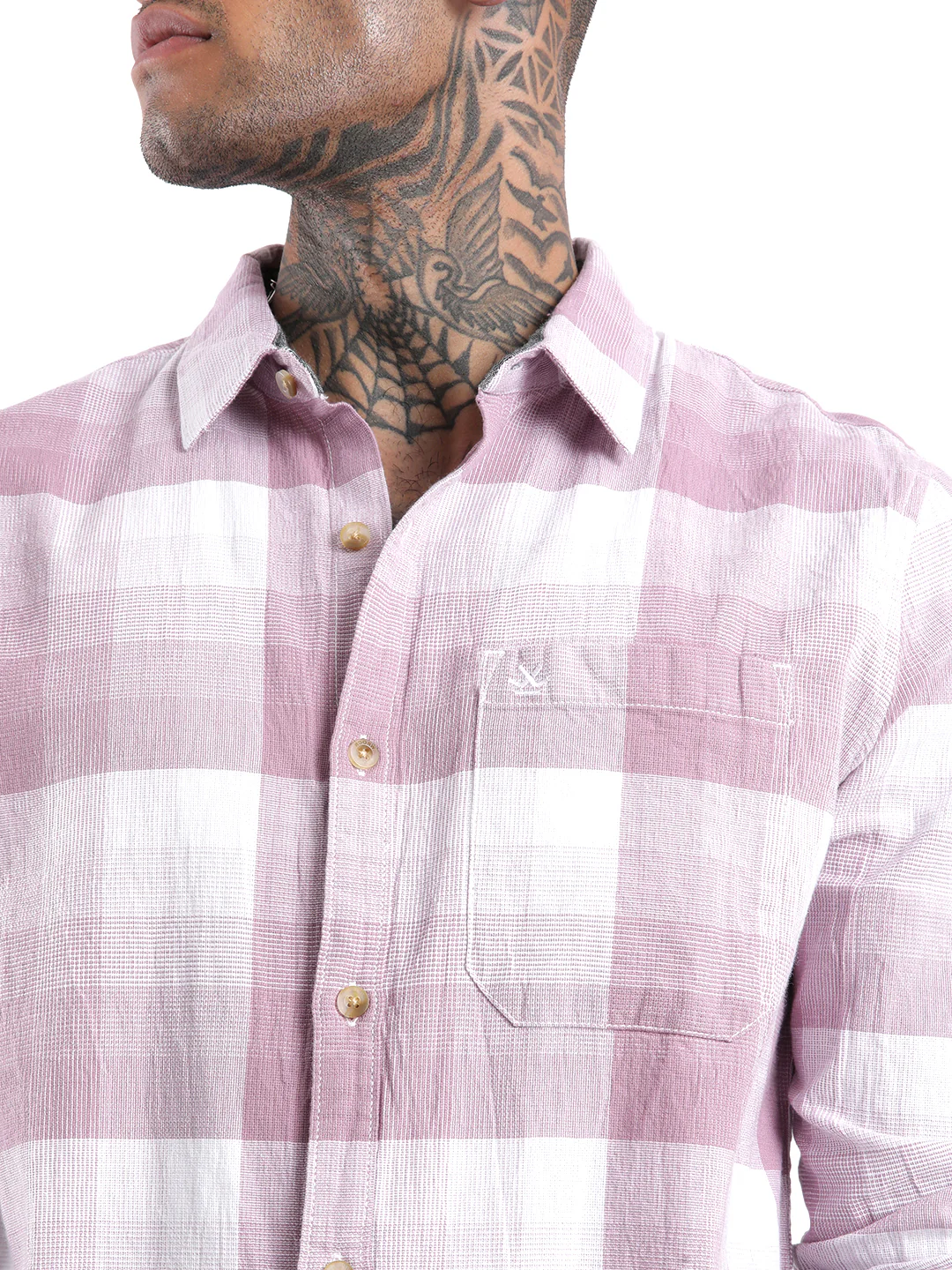 Pink Slim Fit Checked Shirt - Image 6