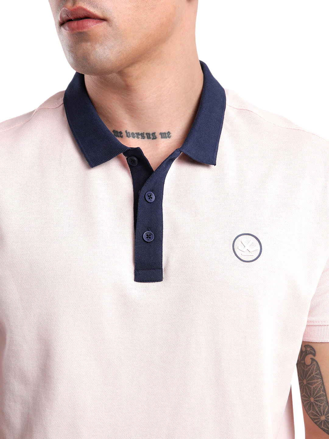 Pink Swerve Contrast Polo T-Shirt - Image 5