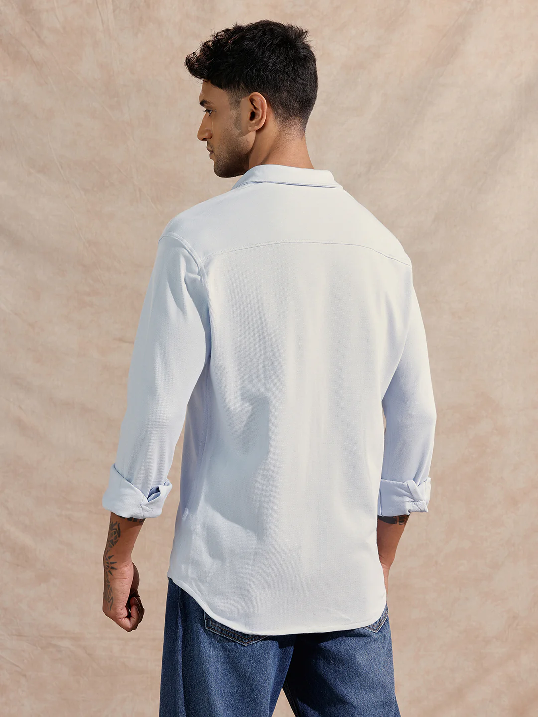Pique Knitted Shirt | Blue - Image 3