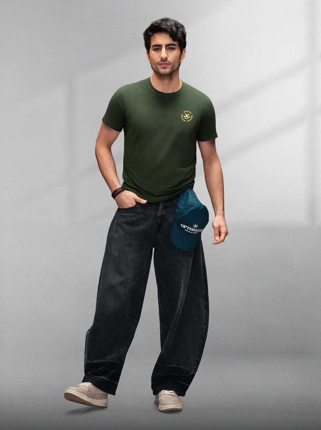 Chic Olive Minimal T-Shirt - Image 2
