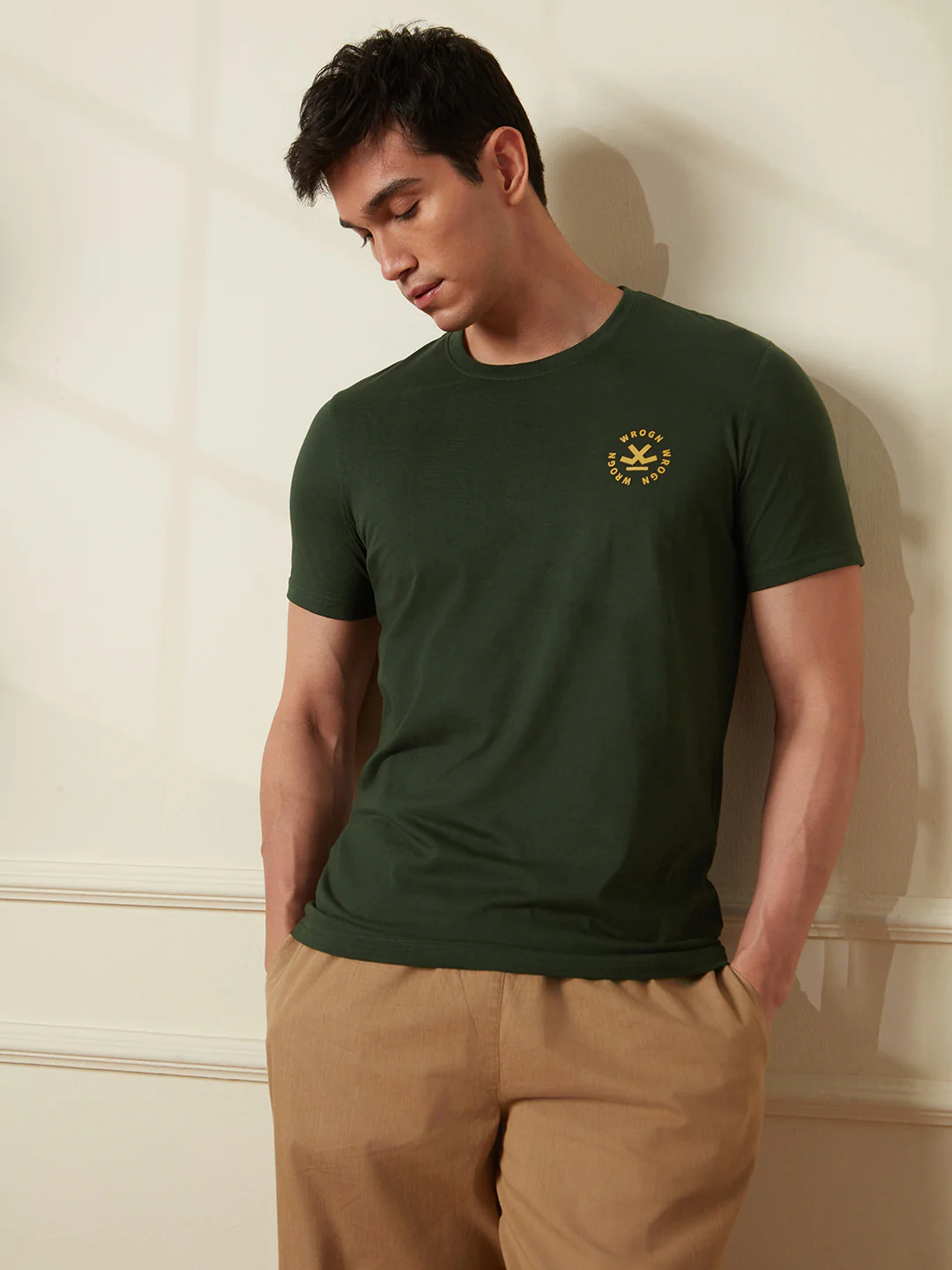 Chic Olive Minimal T-Shirt - Image 3