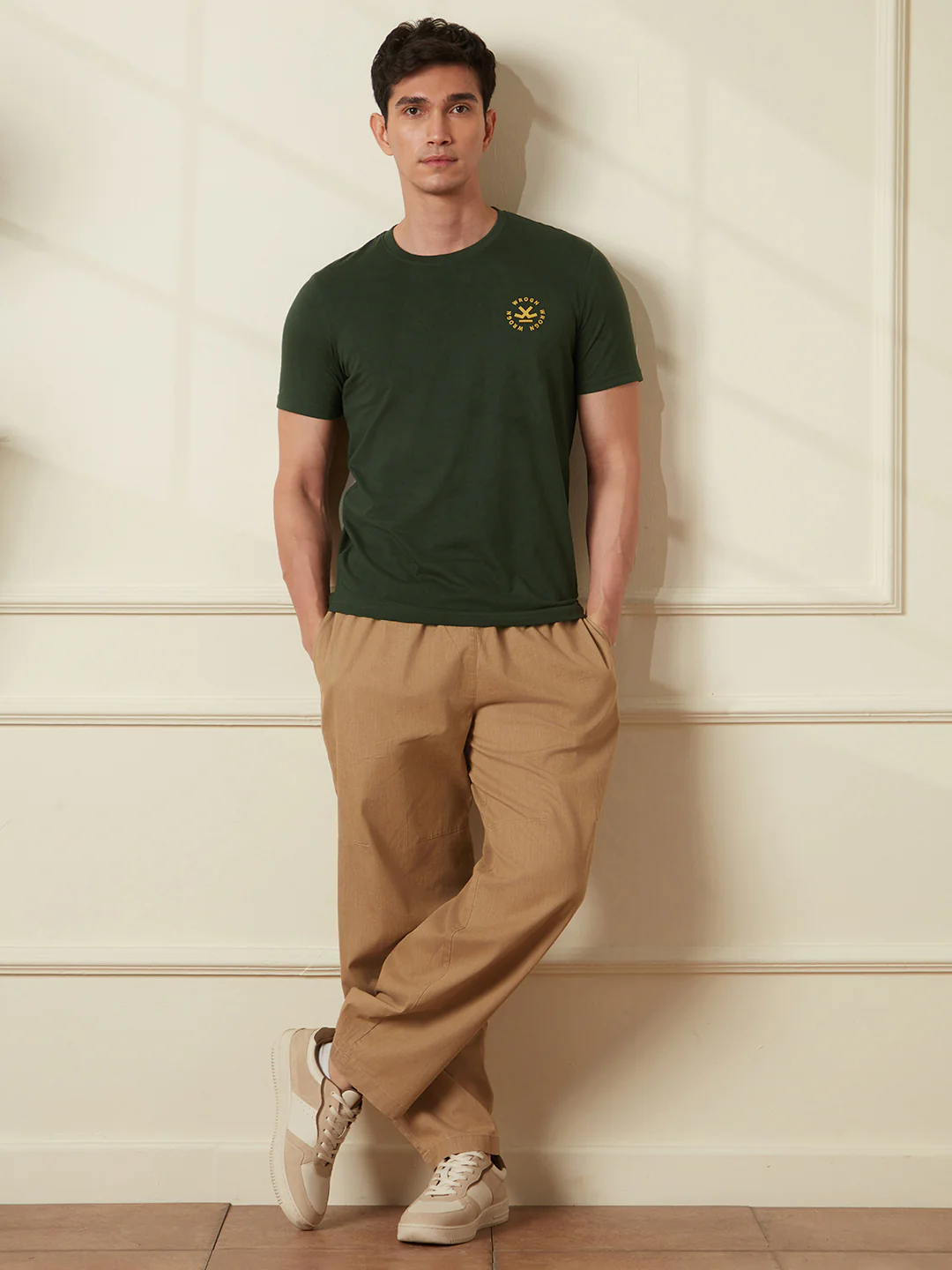 Chic Olive Minimal T-Shirt - Image 4