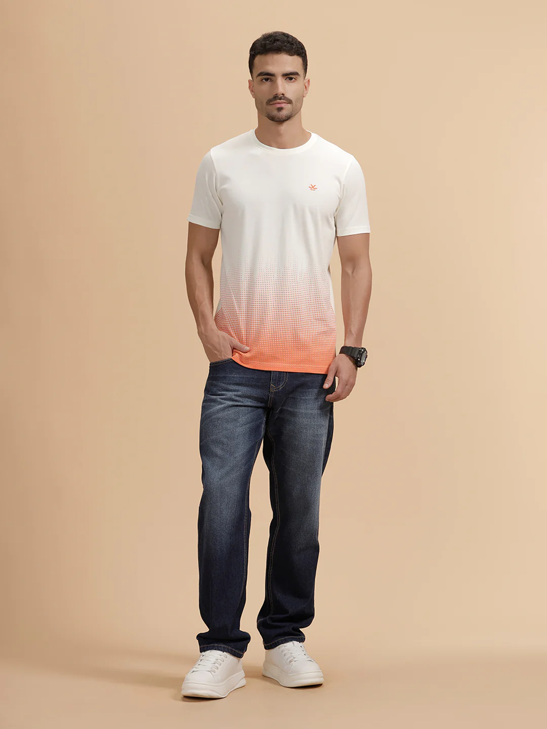 Pixel Ombre Printed T-Shirt | White - Image 2