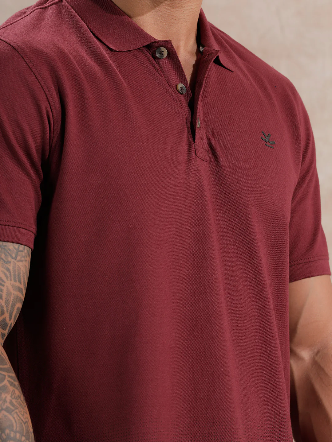 Pixel Ombre Slim Fit Polo T-Shirt | Maroon - Image 5