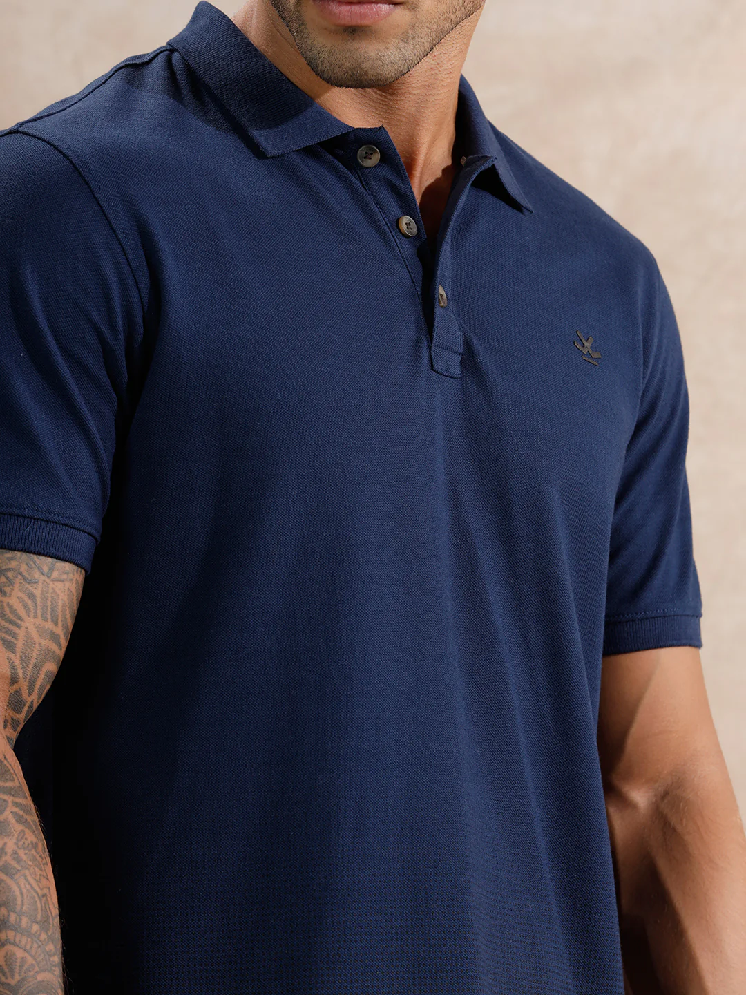 Pixel Ombre Slim Fit Polo T-Shirt  | Navy Blue - Image 5