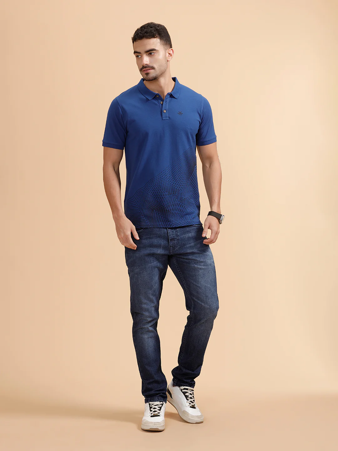 Pixel Placement Print Polo T-Shirt | Blue - Image 2