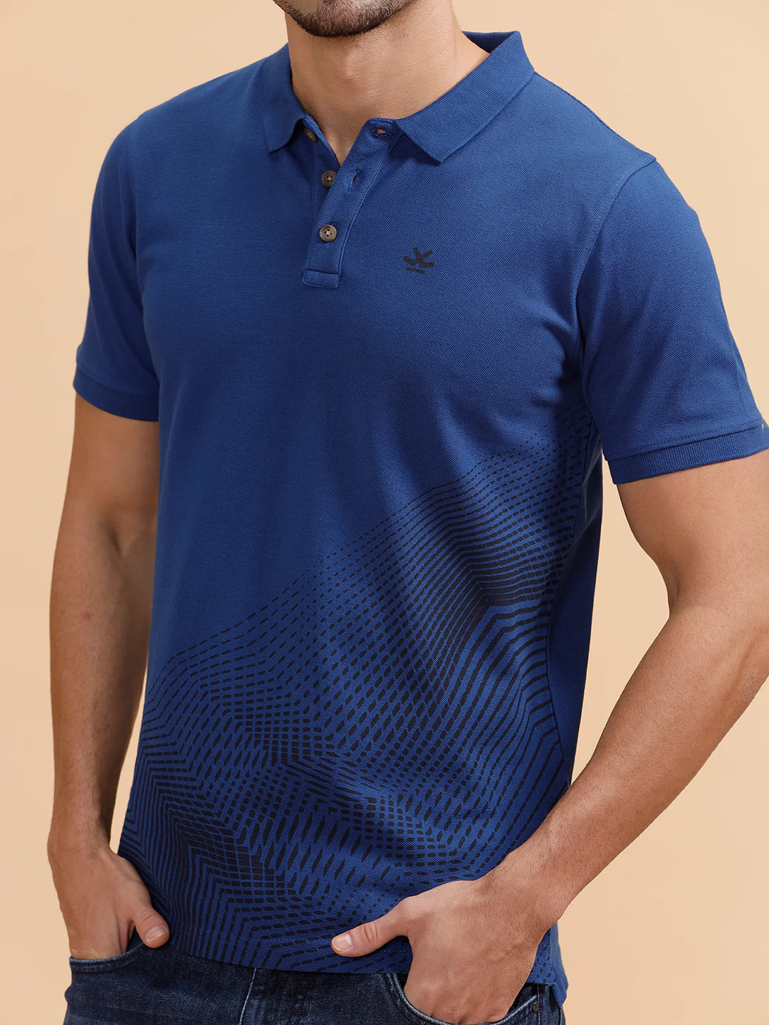 Pixel Placement Print Polo T-Shirt | Blue - Image 5
