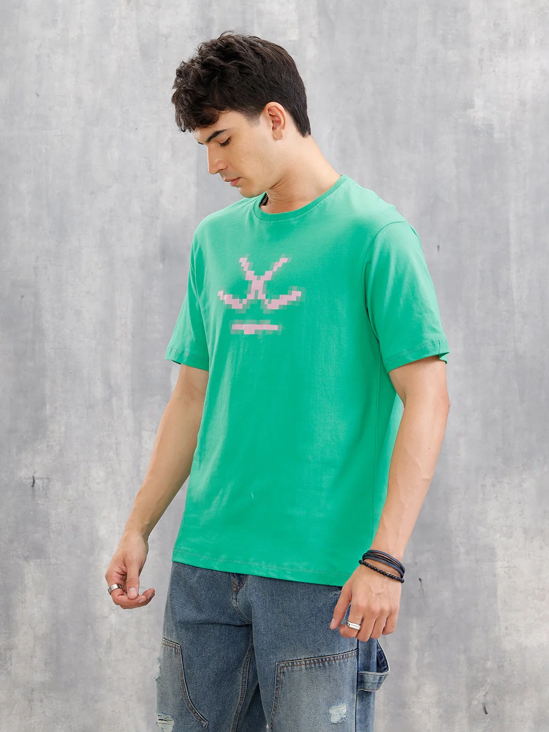 Placement Patchwork Oversized T-Shirt | Green - Image 4