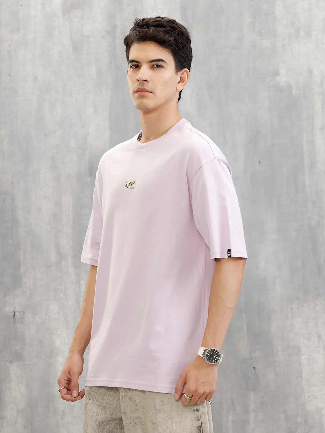Placement Patchwork Oversized T-Shirt | Purple - Image 4