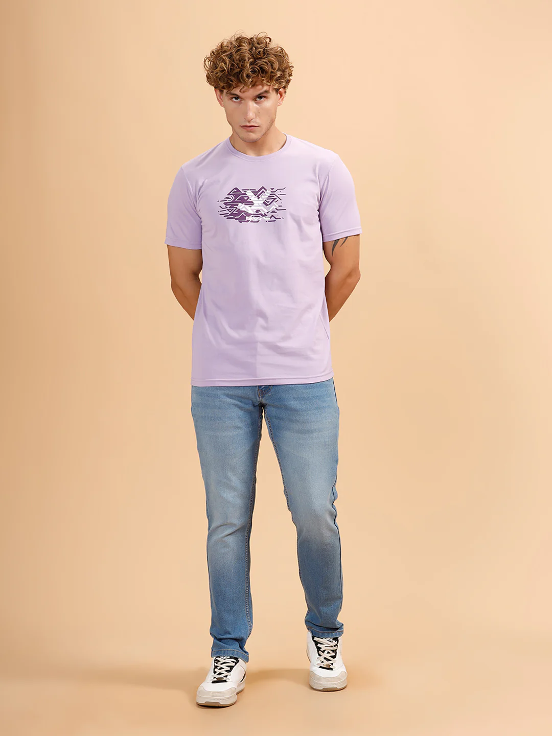 Placement Print Regular Fit T-Shirt | Light Purple - Image 2