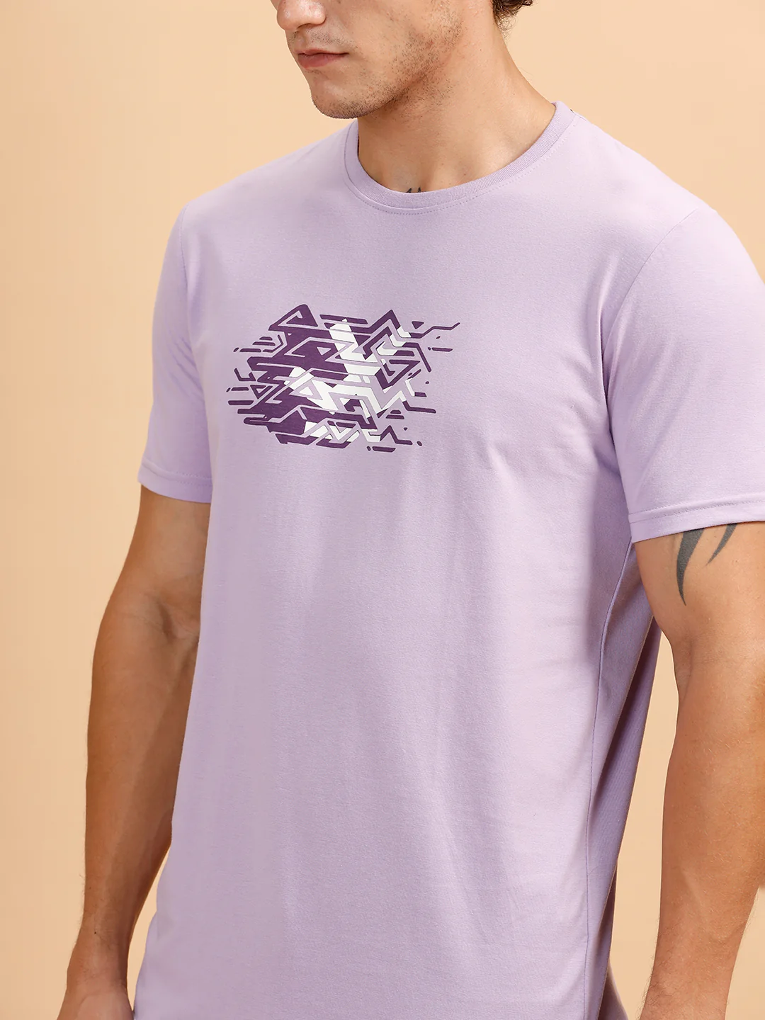Placement Print Regular Fit T-Shirt | Light Purple - Image 5