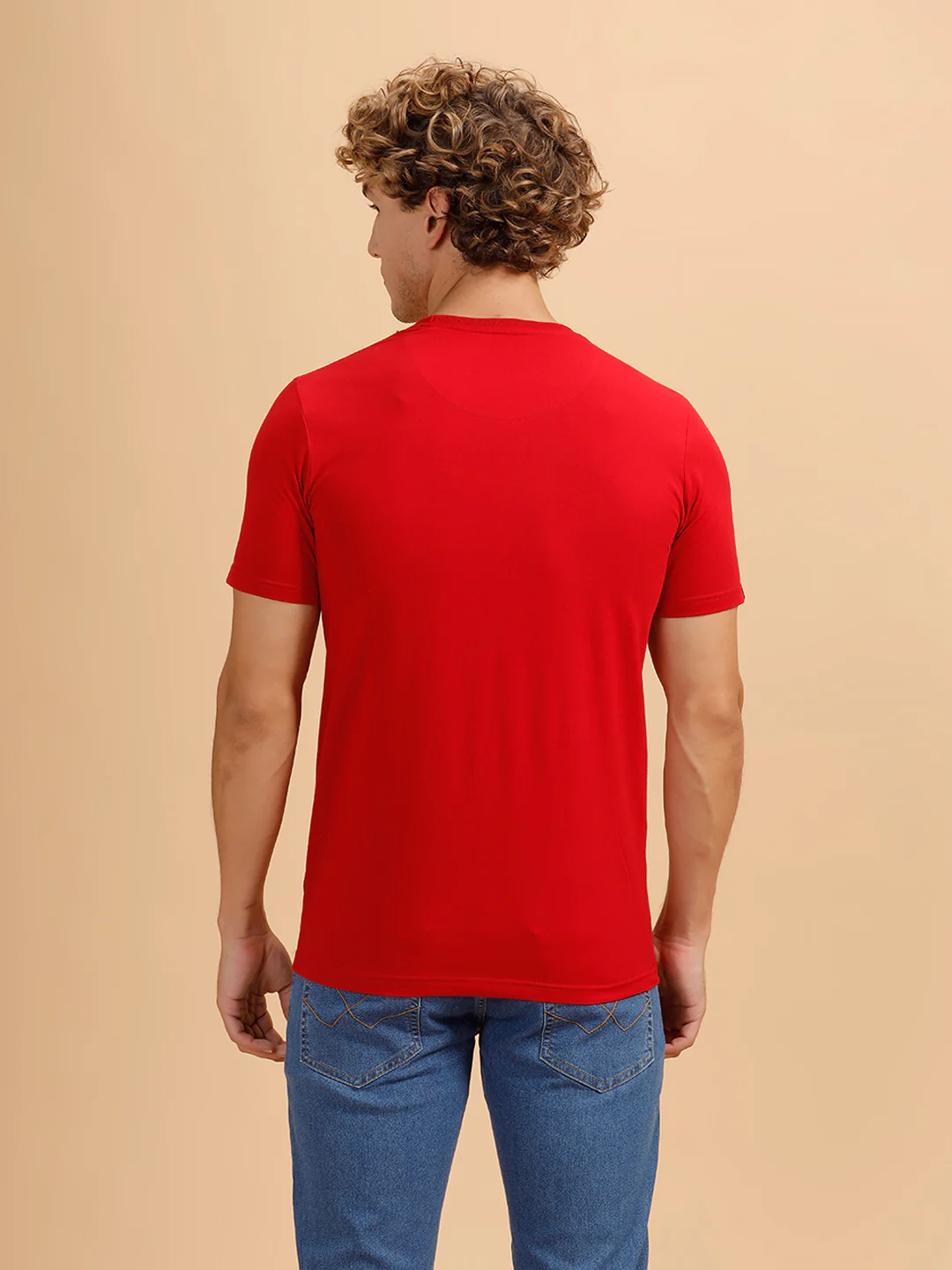 Placement Print Regular Fit T-Shirt | Red - Image 3