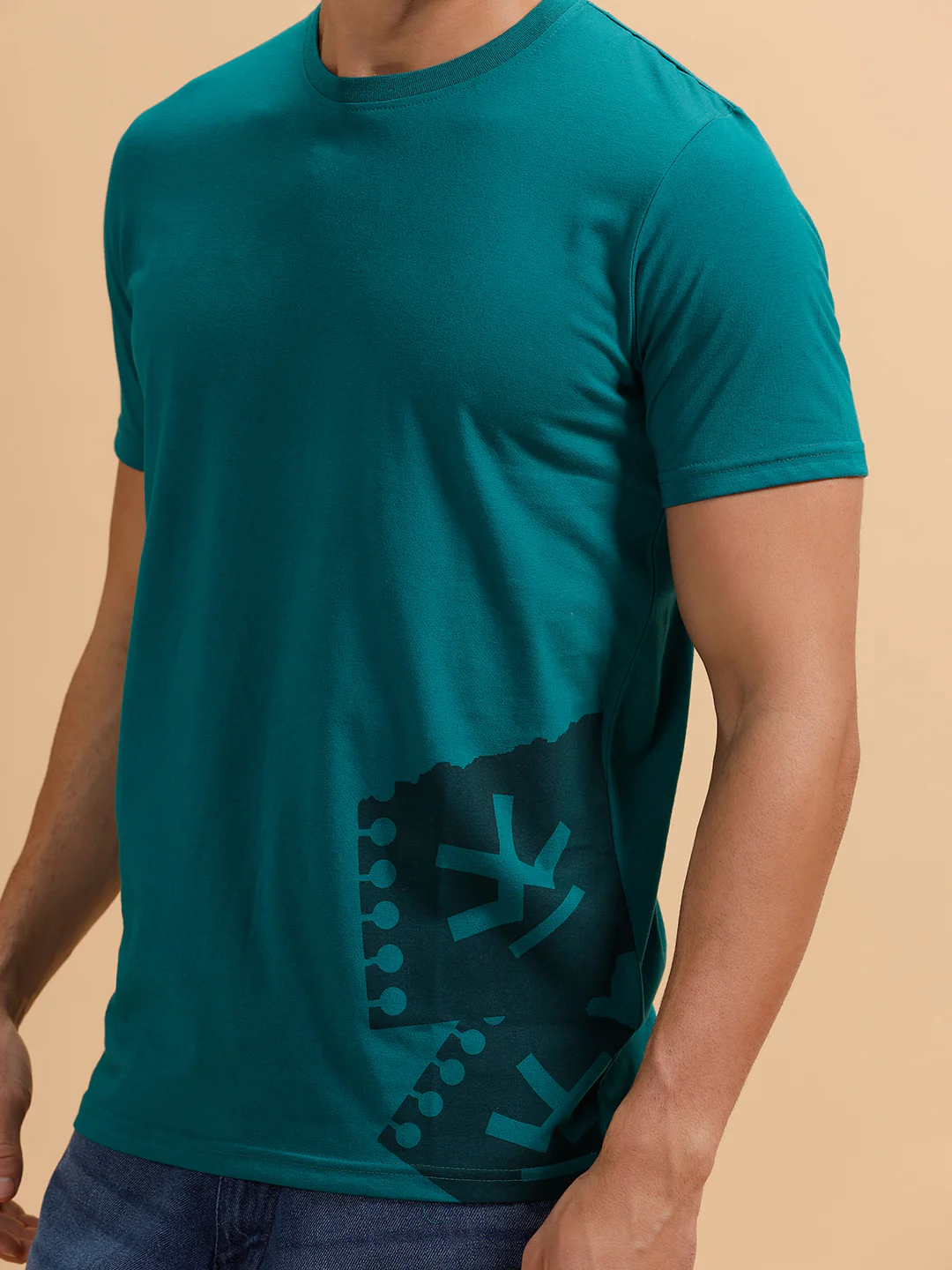 Placement Print Slim Fit T-Shirt | Dark Green - Image 5