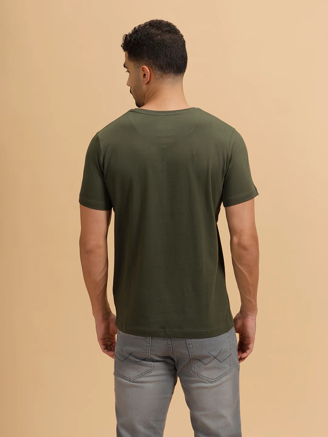Placement Print Slim Fit T-Shirt | Olive - Image 3