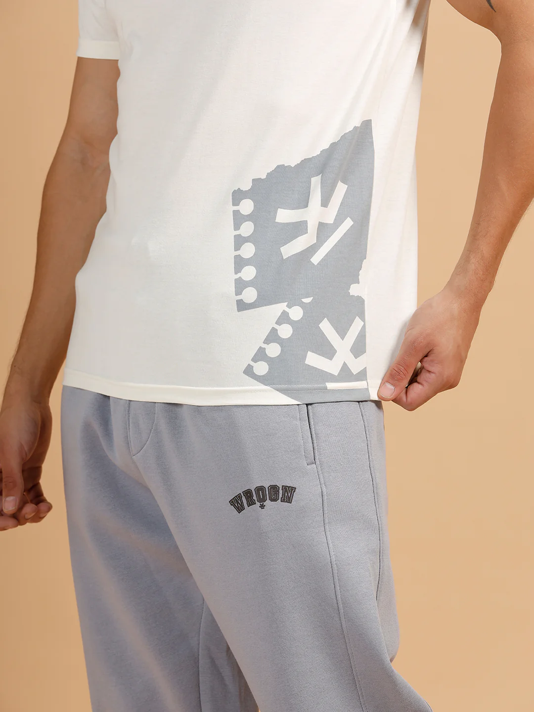 Placement Print Slim Fit T-Shirt | White - Image 5