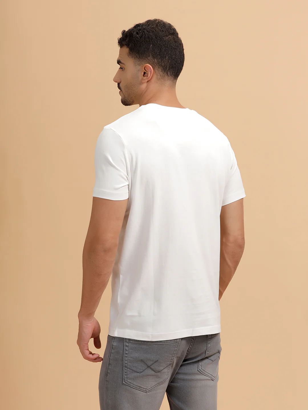 Placement Print Slim Fit T-Shirt | White - Image 3
