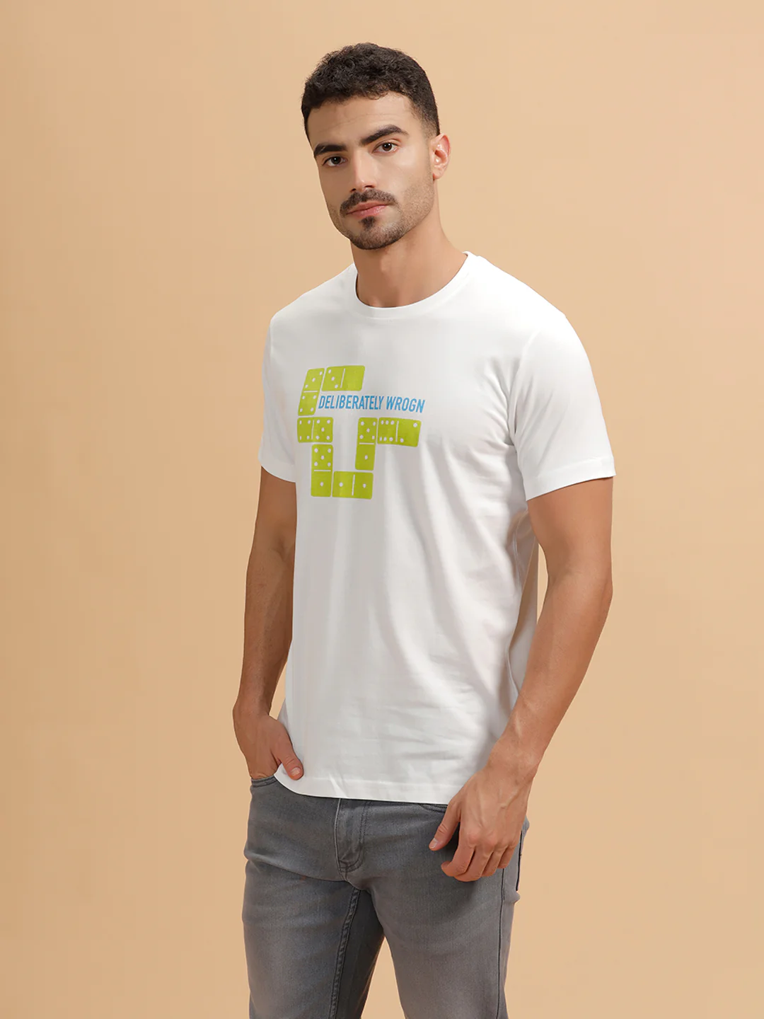 Placement Print Slim Fit T-Shirt | White - Image 4
