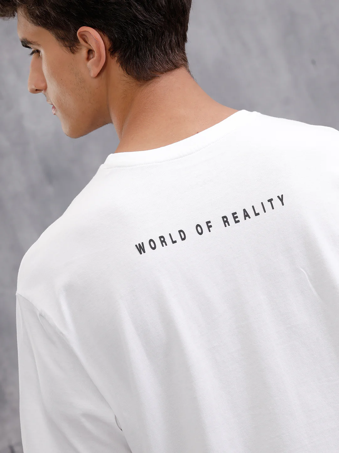 Placement Printed Oversized Fit Cotton T-Shirt | White - Image 5