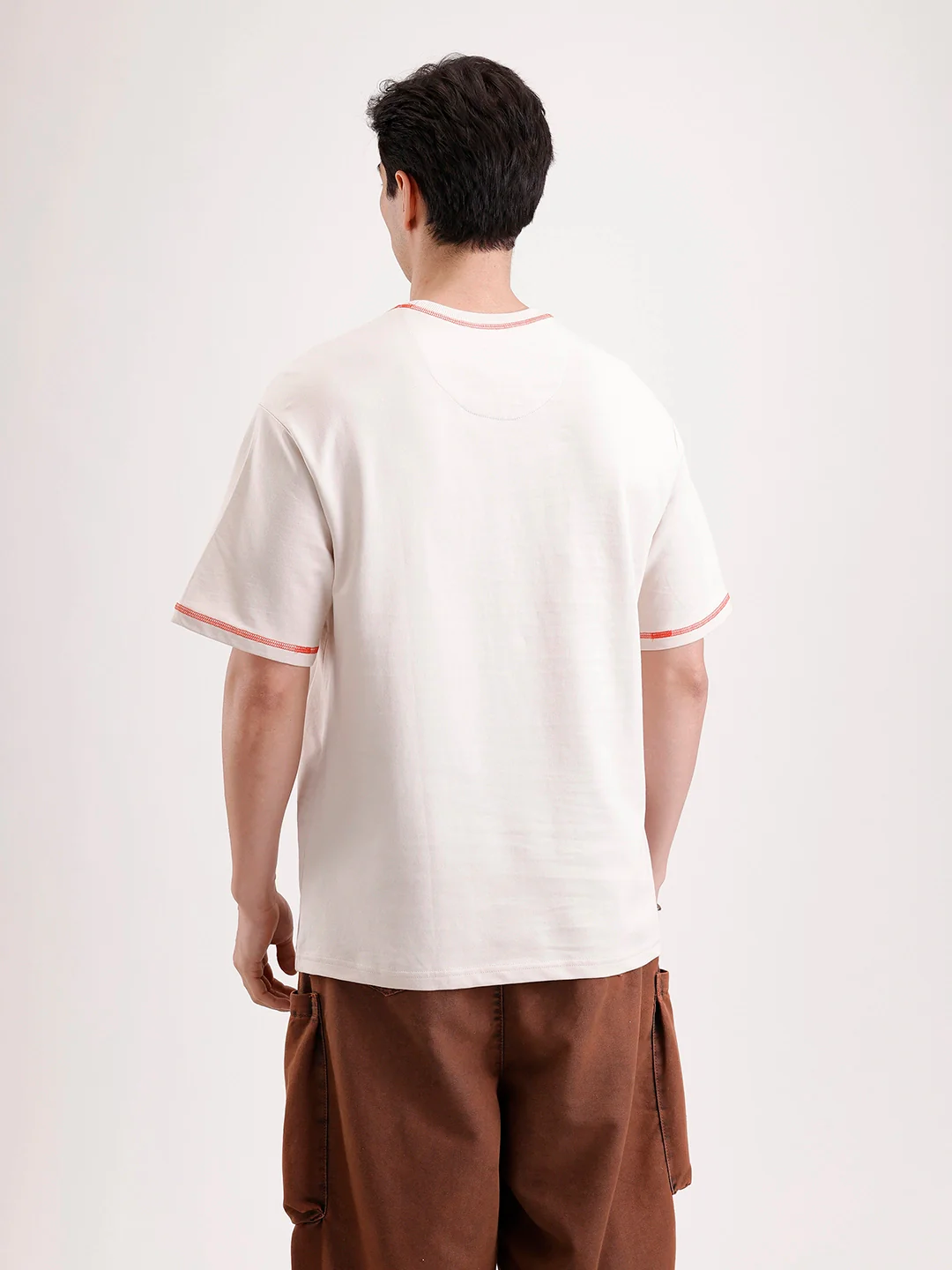 Placement Printed Oversized T-Shirt   |  Beige - Image 3