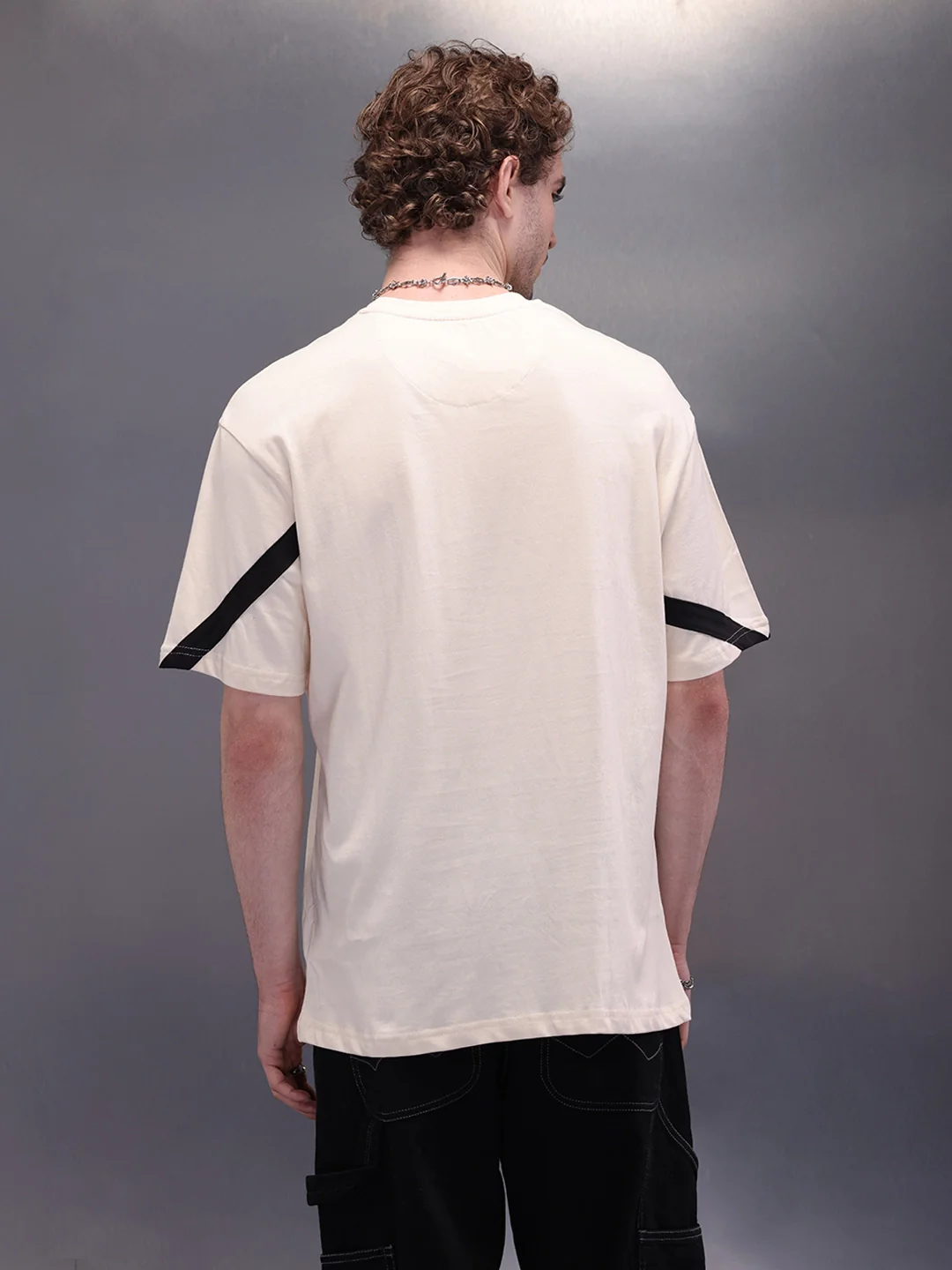 Placement Printed Oversized T-Shirt | Beige - Image 5