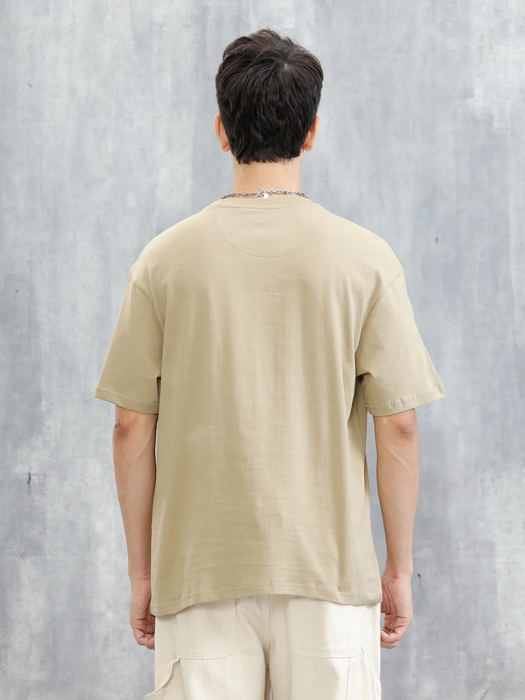 Placement Printed Oversized T-Shirt | Beige - Image 3