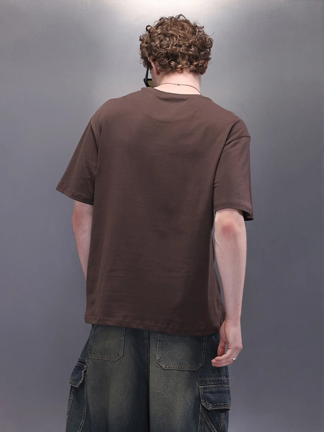 Placement Printed Oversized T-Shirt | Dark Brown - Image 3
