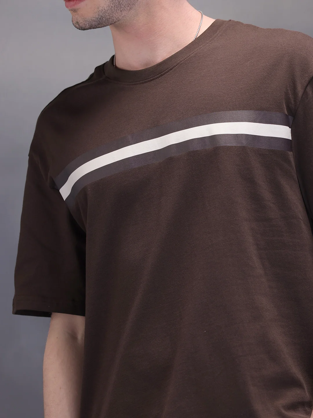 Placement Printed Oversized T-Shirt | Dark Brown - Image 4