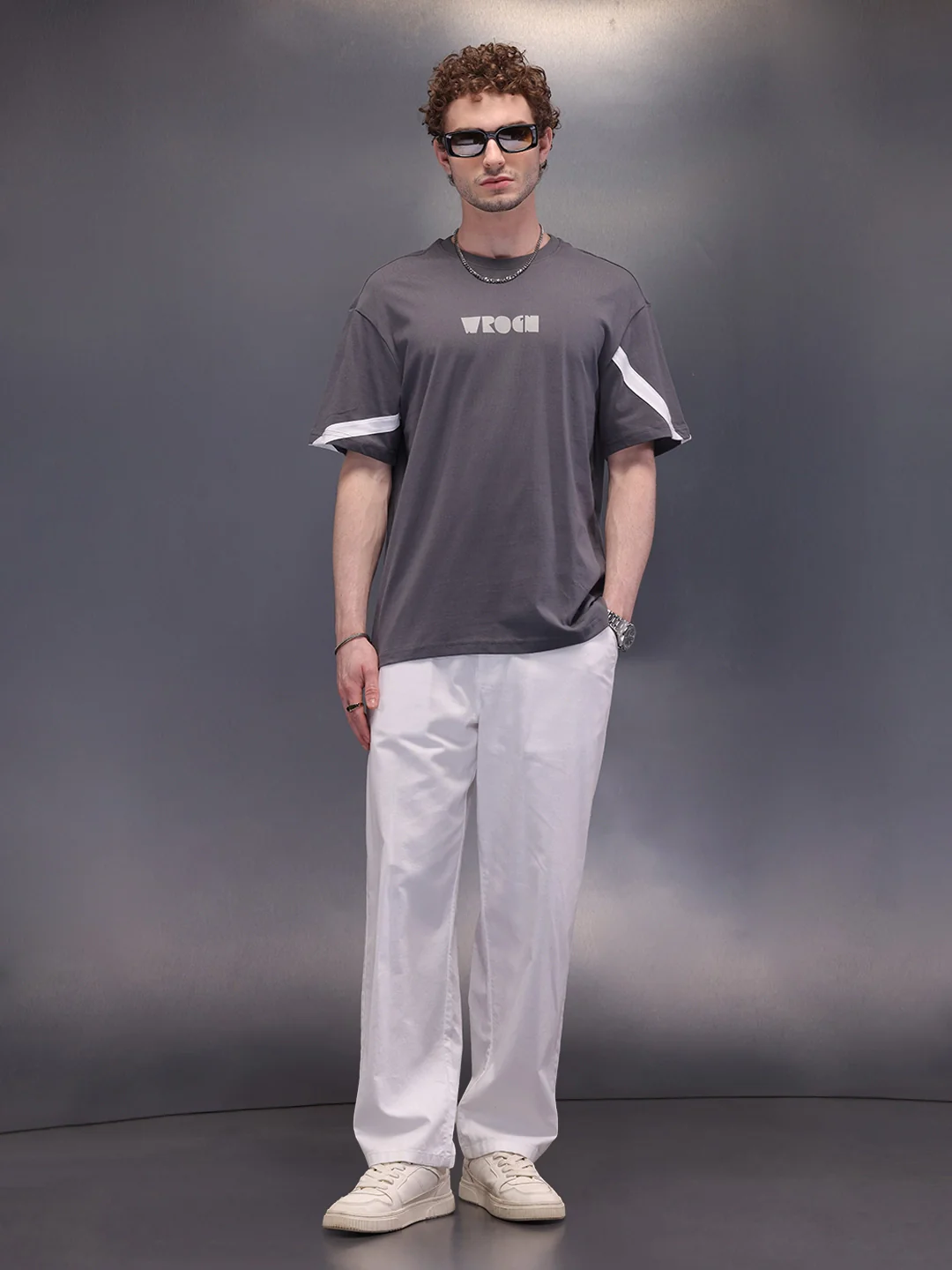 Placement Printed Oversized T-Shirt | Dark Grey - Image 4