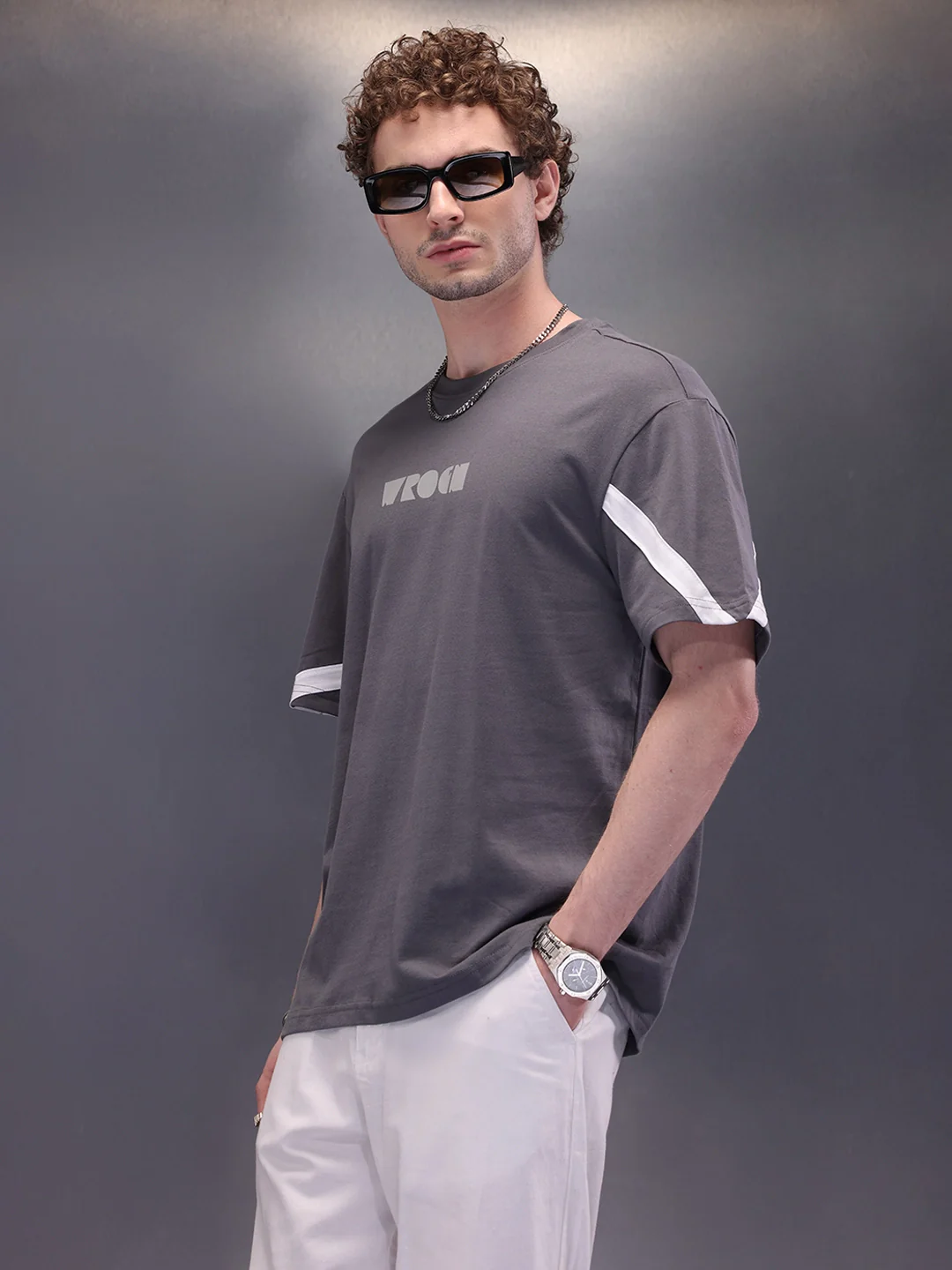 Placement Printed Oversized T-Shirt | Dark Grey - Image 5