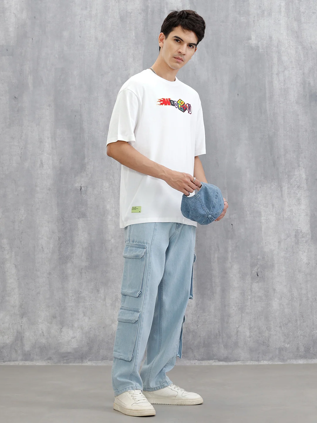Placement Printed Oversized T-Shirt | White - Image 2
