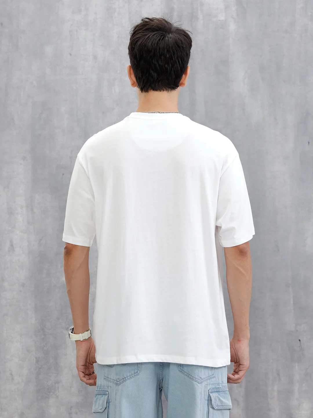 Placement Printed Oversized T-Shirt | White - Image 3