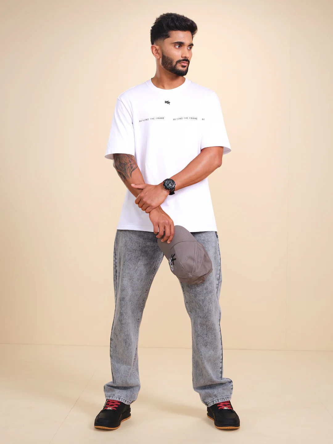 Placement Printed Oversized T-Shirt | White - Image 2