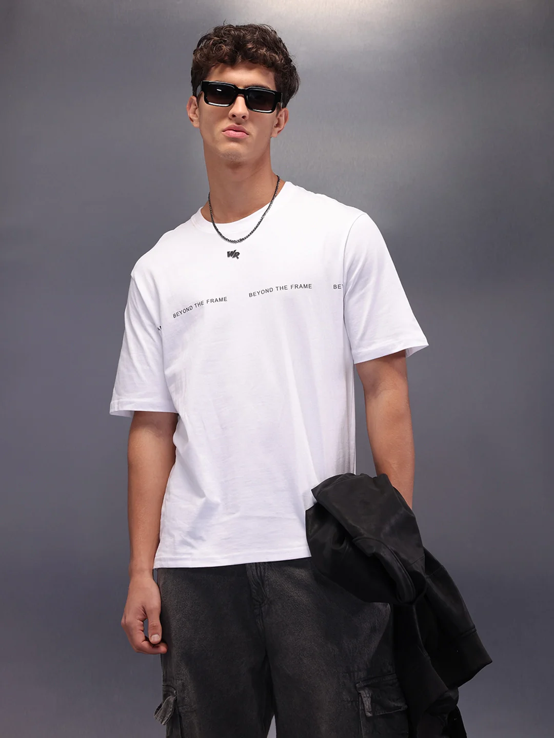 Placement Printed Oversized T-Shirt | White - Image 3