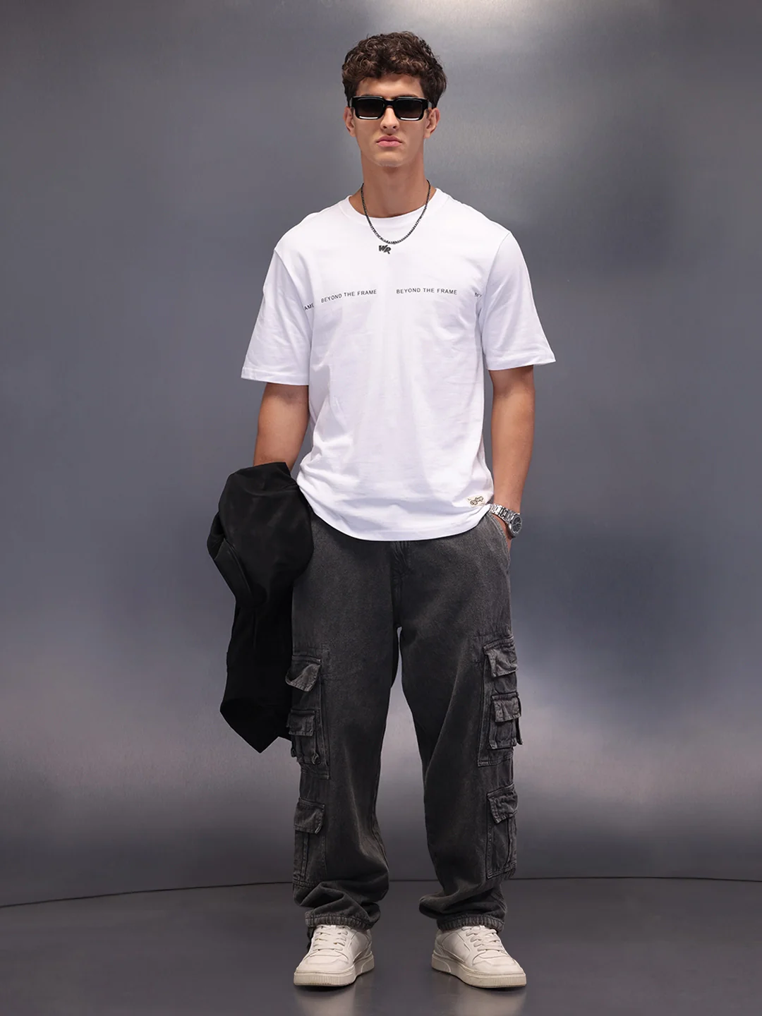 Placement Printed Oversized T-Shirt | White - Image 4