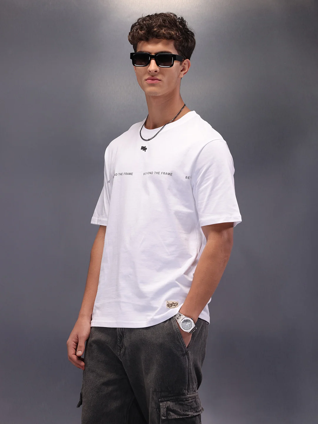 Placement Printed Oversized T-Shirt | White - Image 6