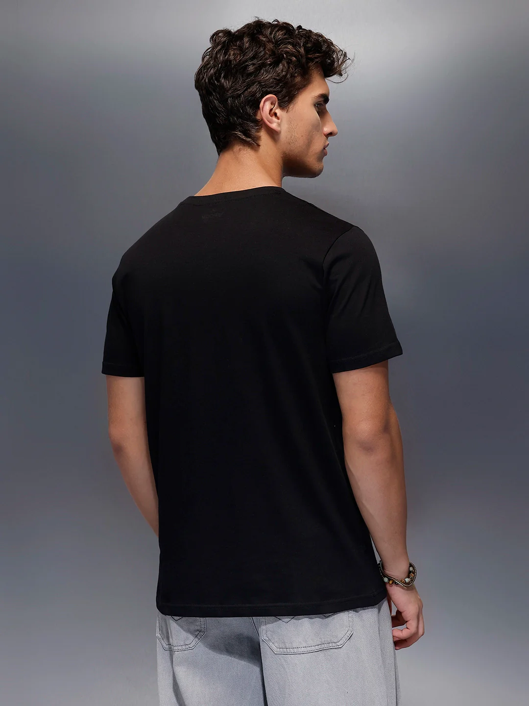 Placement Printed Regular Fit T-Shirt   |  Black - Image 3