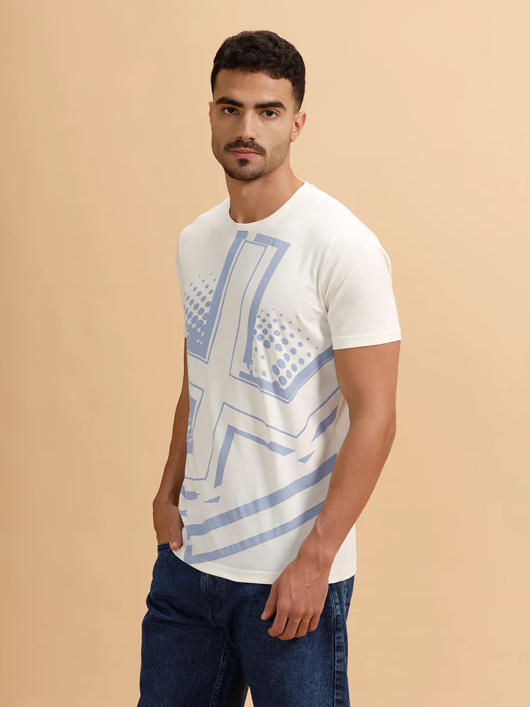 Placement Printed Regular Fit T-Shirt | White - Image 4