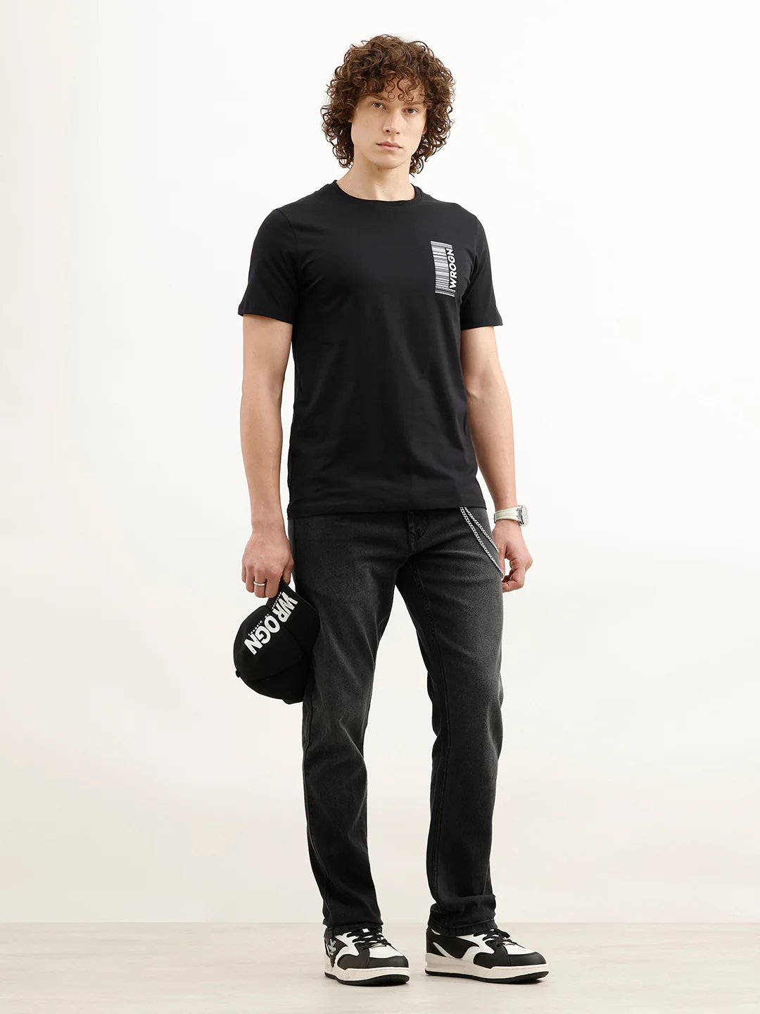 Placement Printed Slim Fit T-Shirt | Black - Image 2