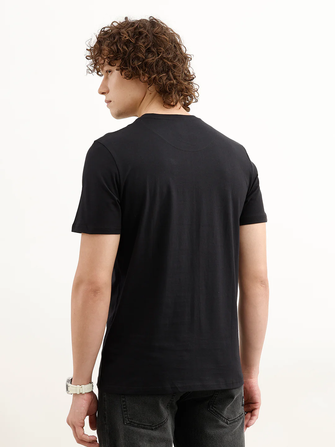 Placement Printed Slim Fit T-Shirt | Black - Image 3