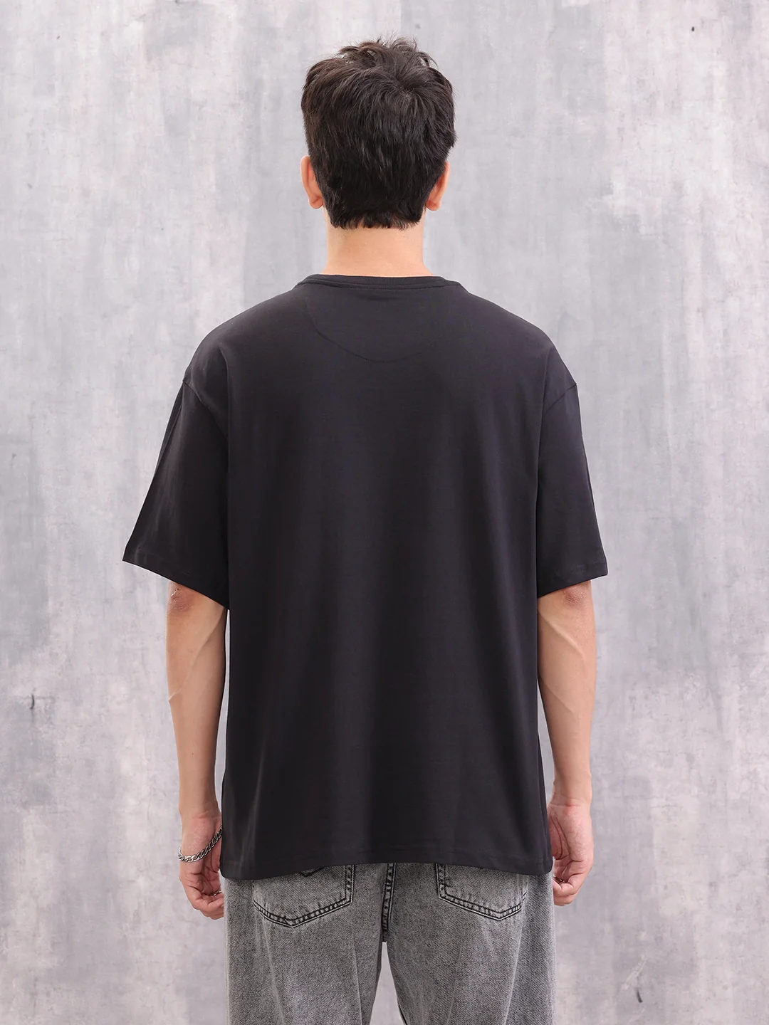 Placement Typo Print Oversized Fit T-shirt | Black - Image 3