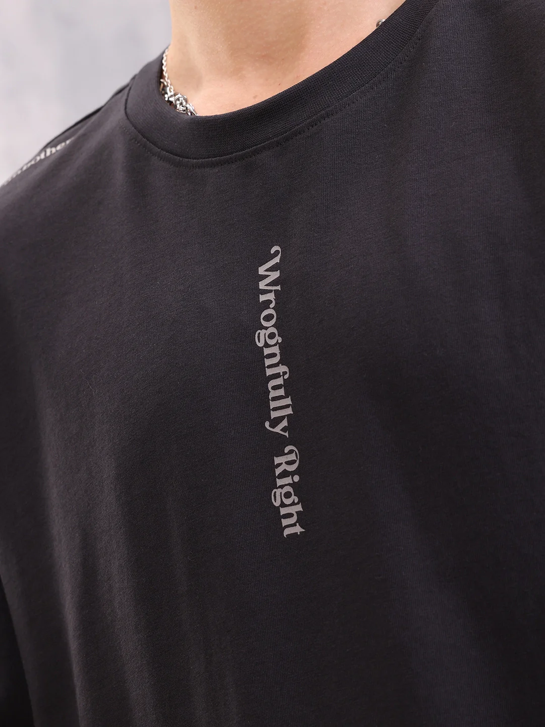 Placement Typo Print Oversized Fit T-shirt | Black - Image 5