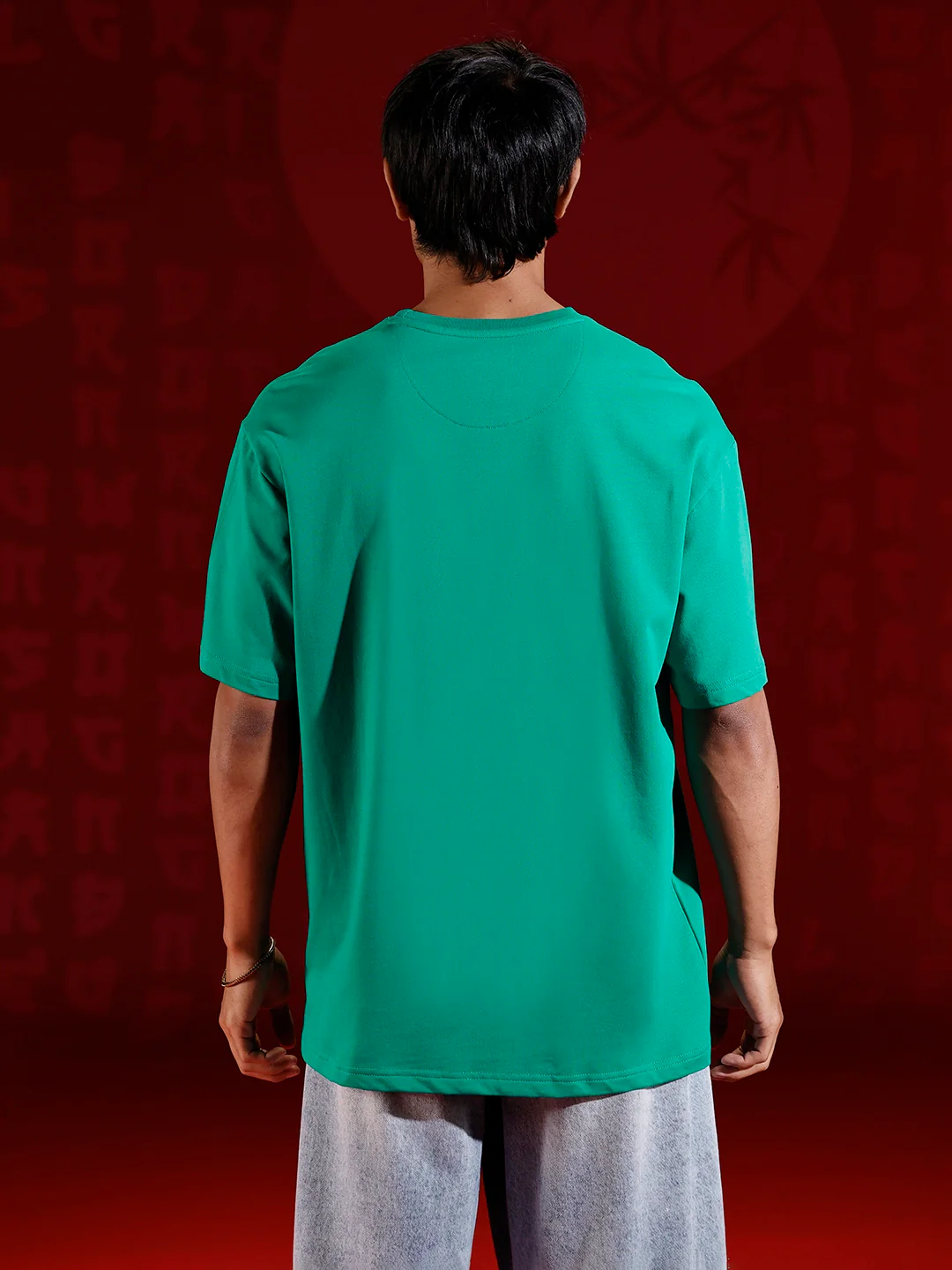 Playful chest print oversized T-shirt | Green - Image 4