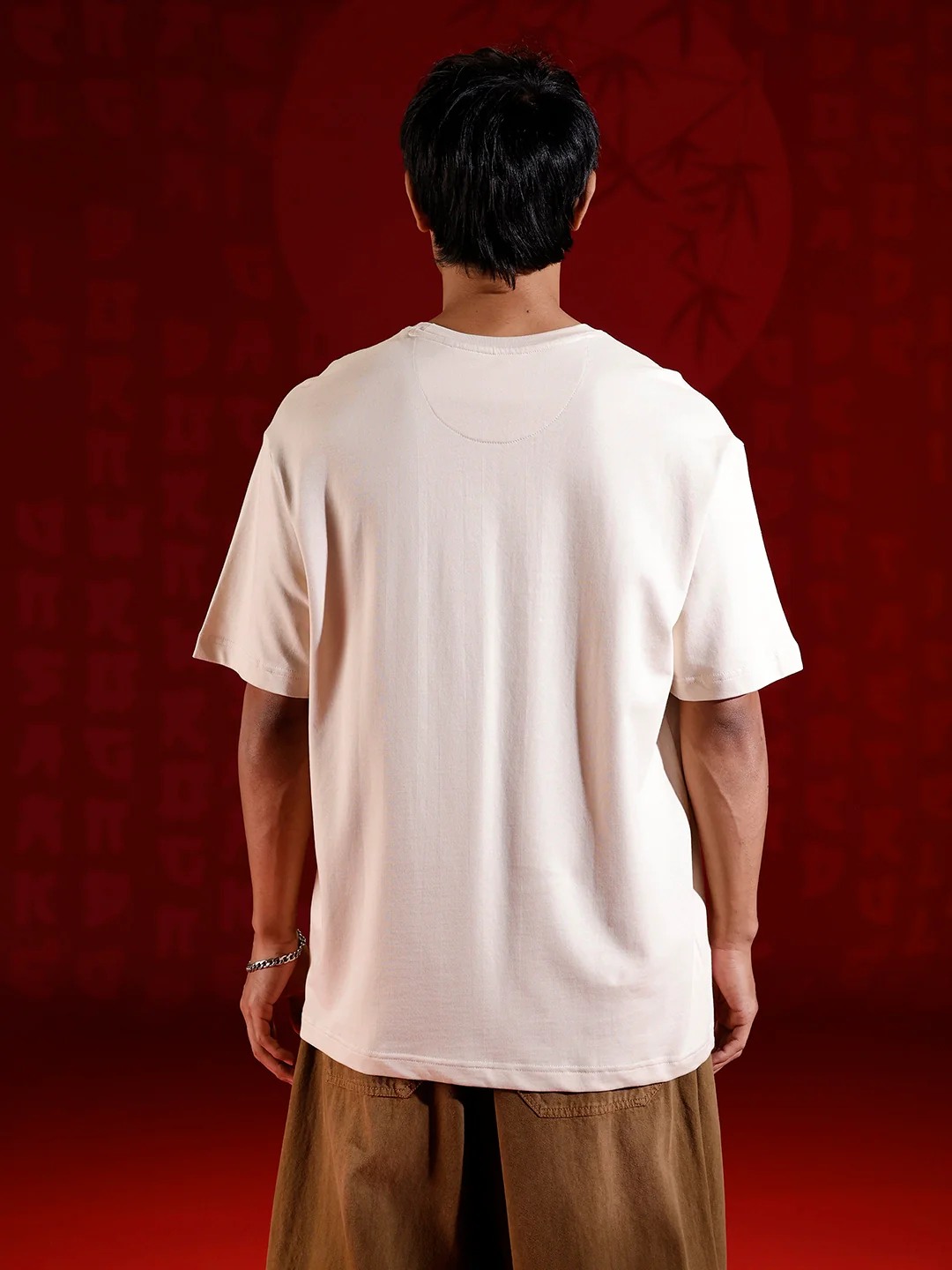 Playful ramen print oversized tshirt | Beige - Image 4