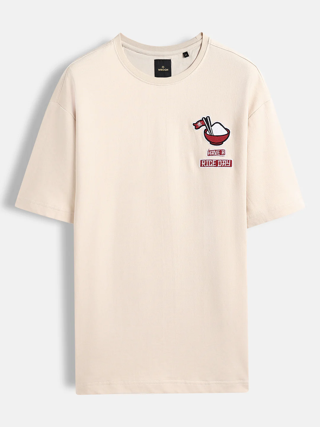 Playful ramen print oversized tshirt | Beige - Image 8