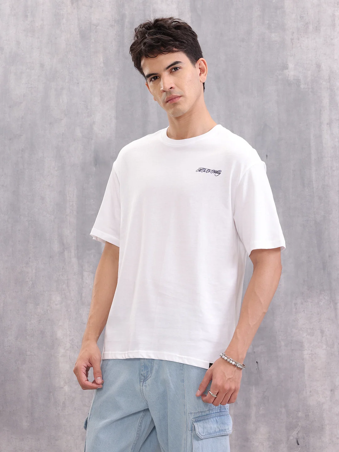 Playing Cards Inspired Graphic Printed Oversized Fit T-Shirt | White - Image 4