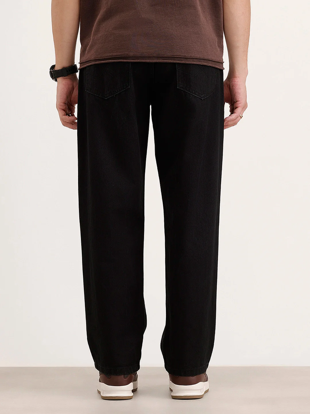 Pleated Loose Fit Denim Jeans | Black - Image 3