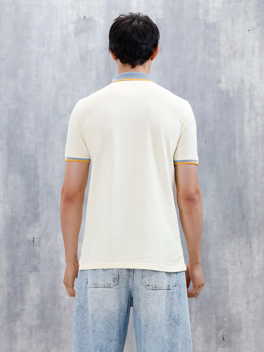 Polo T-Shirt With Contrast Collar | Yellow - Image 4
