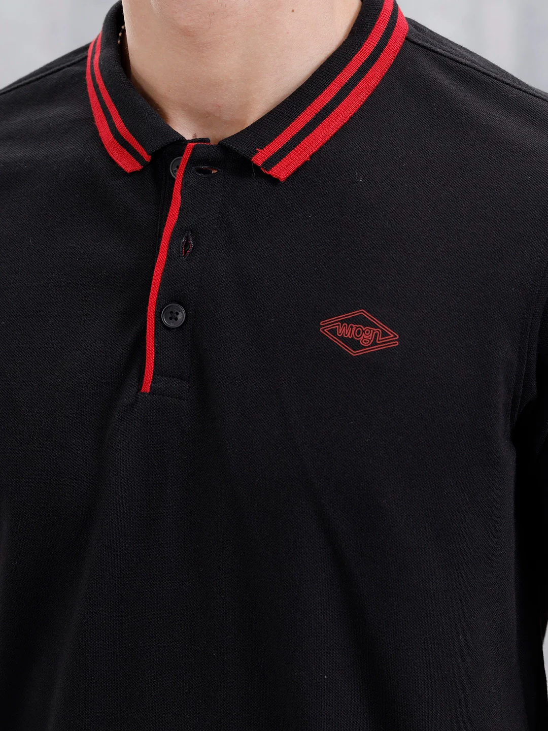 Polo T-Shirt With Contrast Trim Details | Black - Image 5